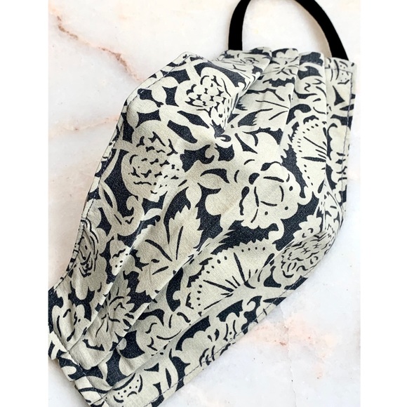 (2 LEFT) ADULT CLOTH FACE MASK_GRAY/CREME BROCADE - Picture 7 of 10